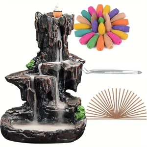 Waterfall Mountain Tower Incense Burner
